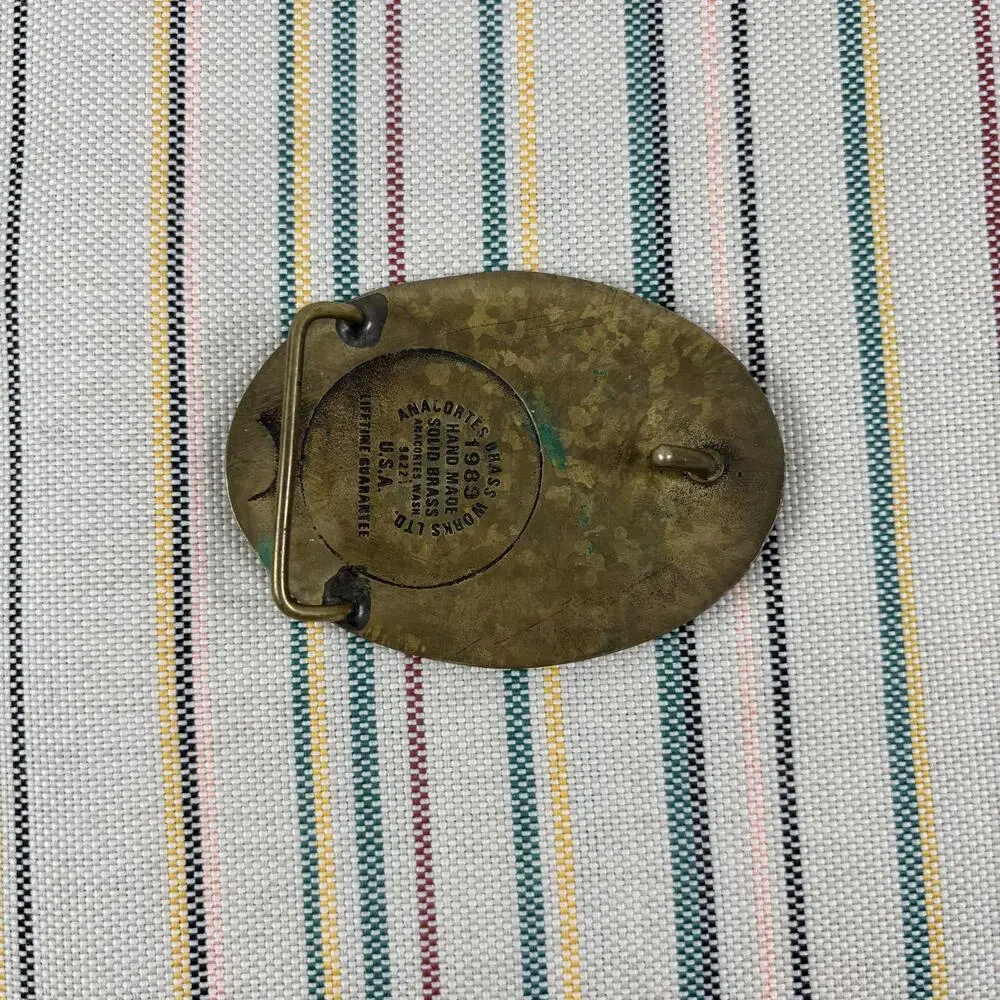 Vintage Anacortes Brass Chicago Bridge & Iron Co Belt Buckle Mens One Size Gold